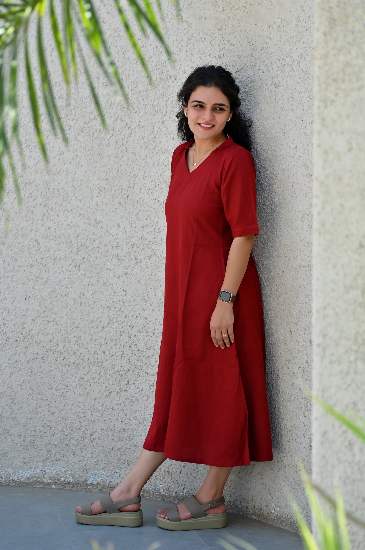 Red Cotton linen Dress