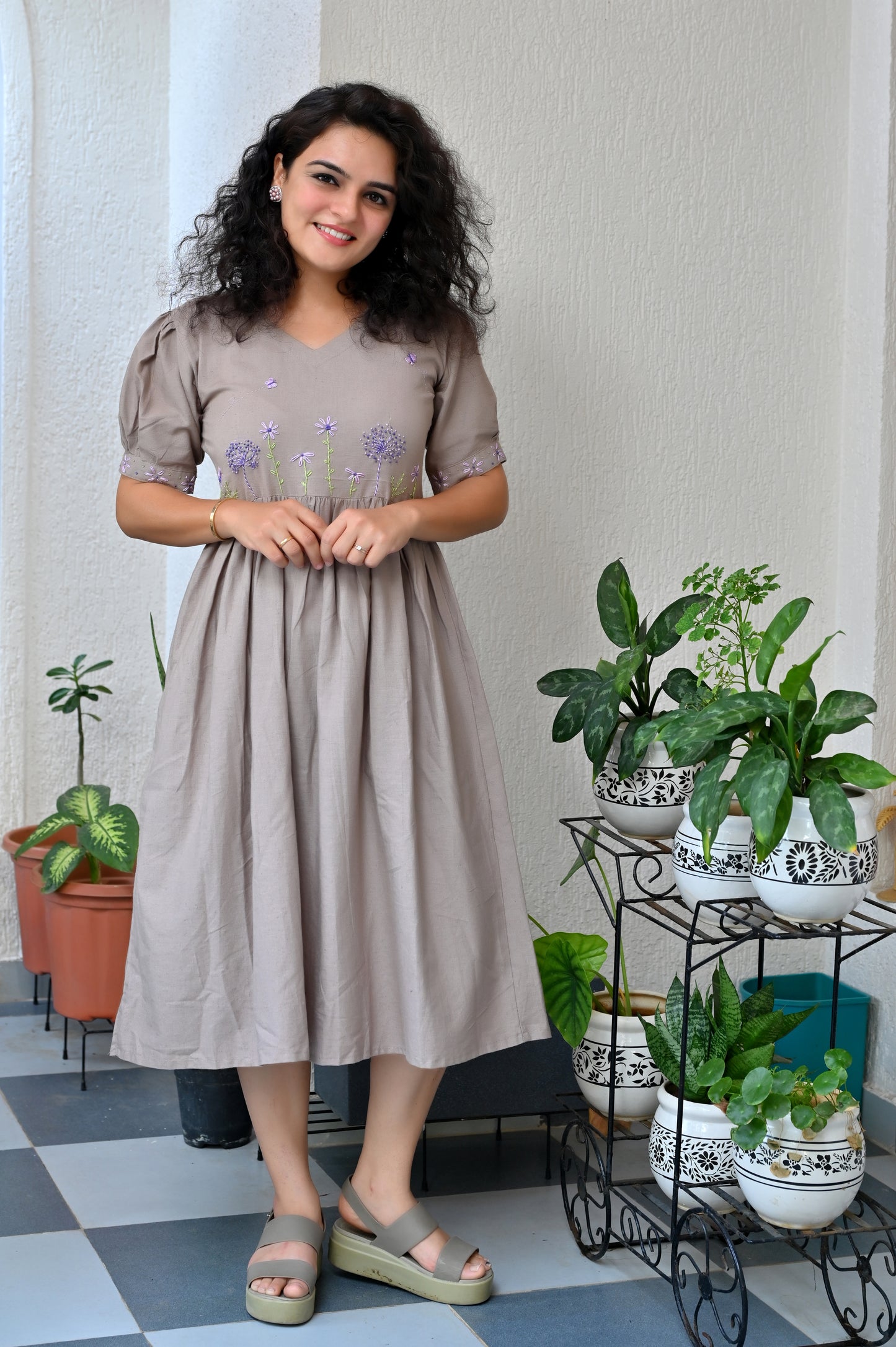 Embroidered Midi Dress