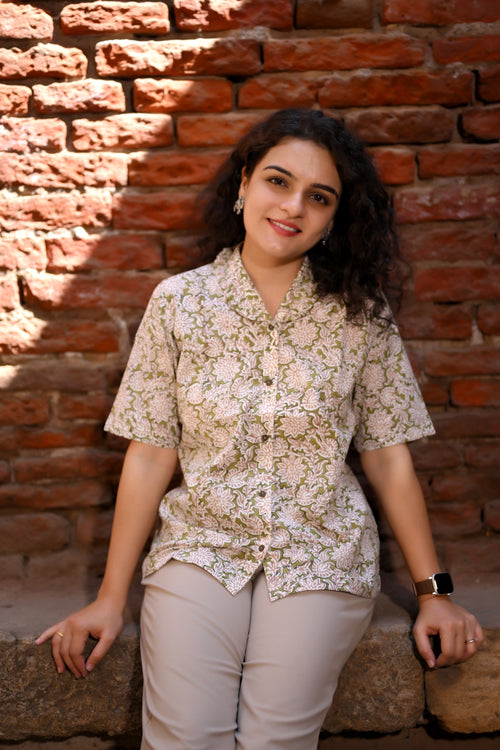 Olive Floral Shirt