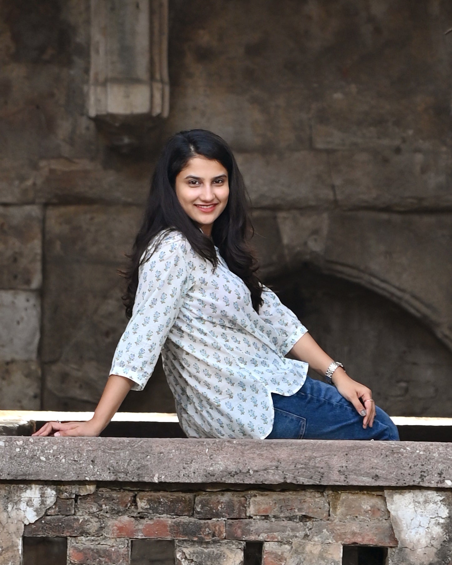 Blue Blossom Cotton Shirt