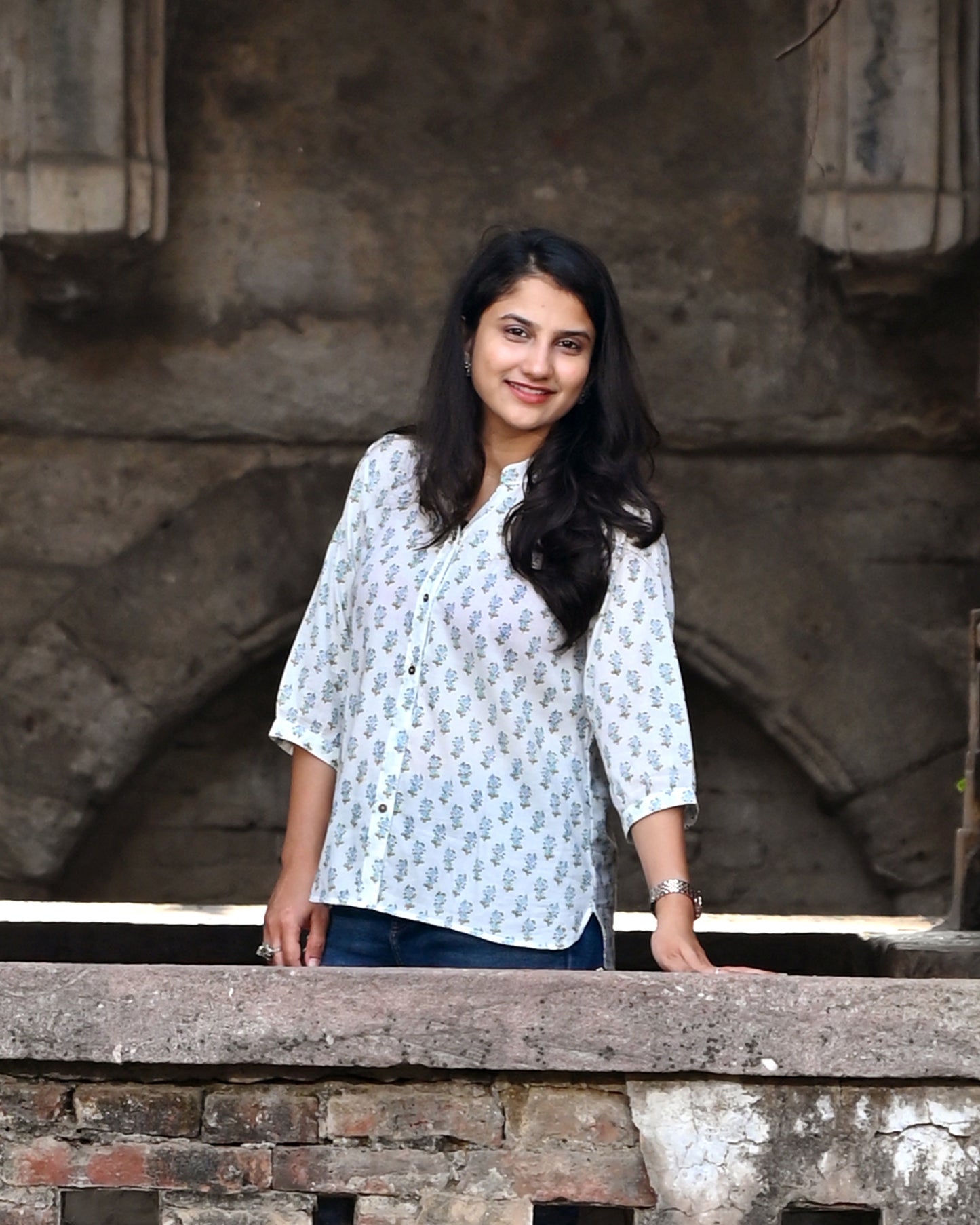 Blue Blossom Cotton Shirt