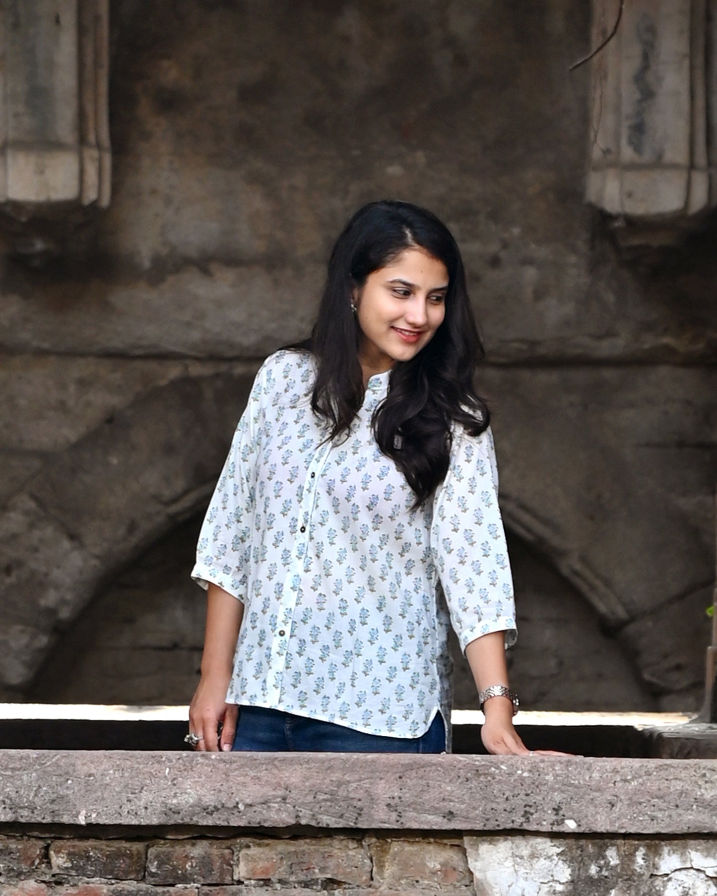Blue Blossom Cotton Shirt
