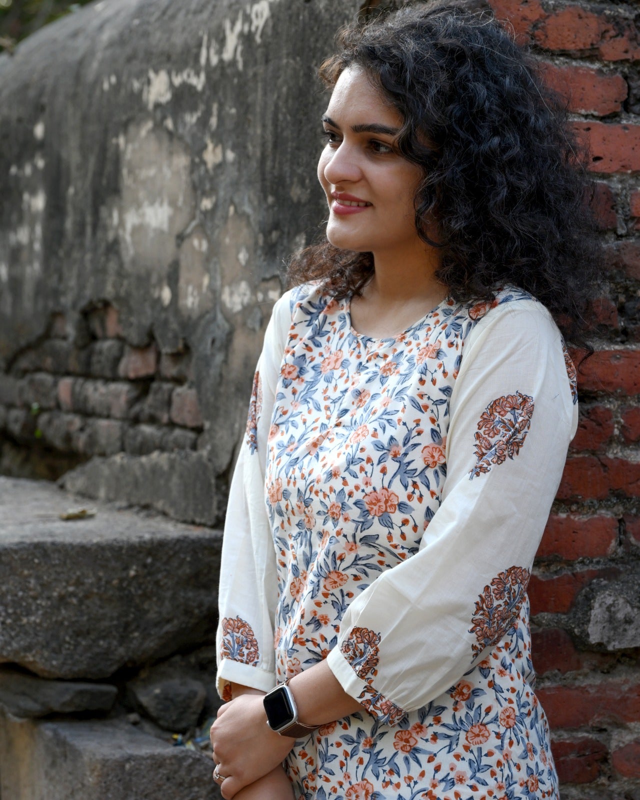 Ivory Hand Block Print Floral Kurti