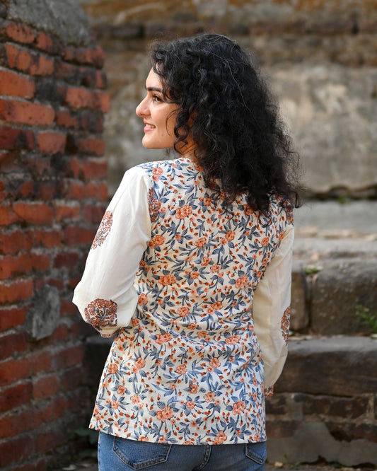 Ivory Hand Block Print Floral Kurti
