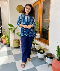 Indigo Stripe Peplum