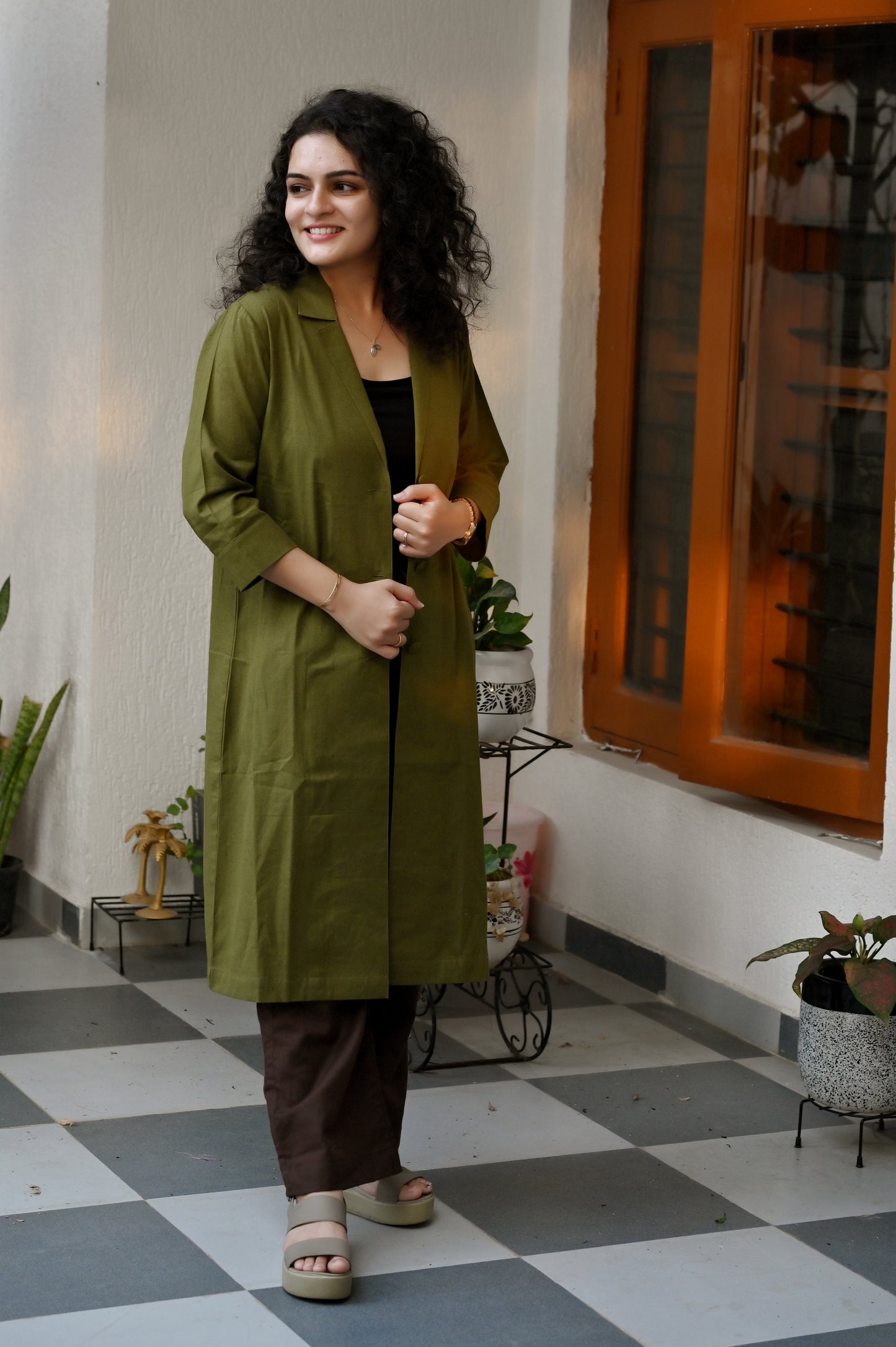 Olive Grace Longline Jacket Set