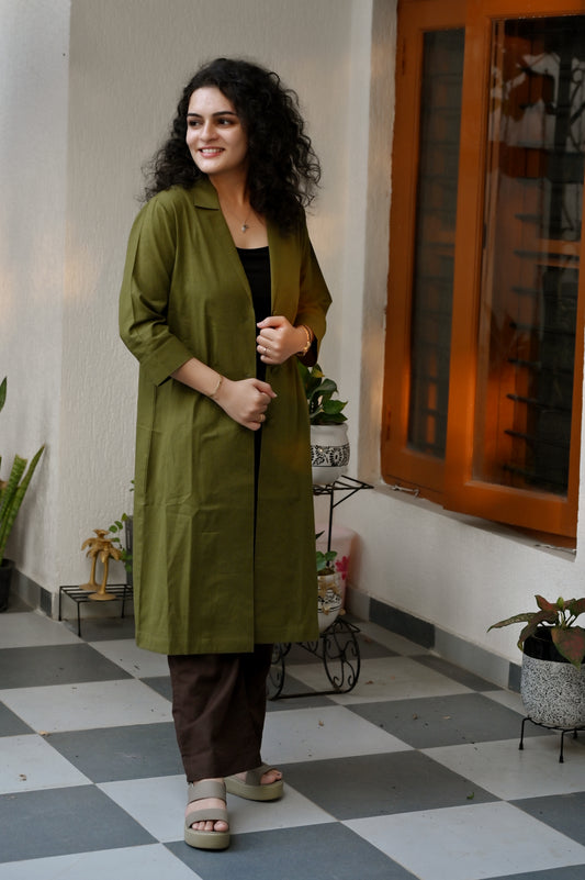Olive Grace Longline Jacket Set