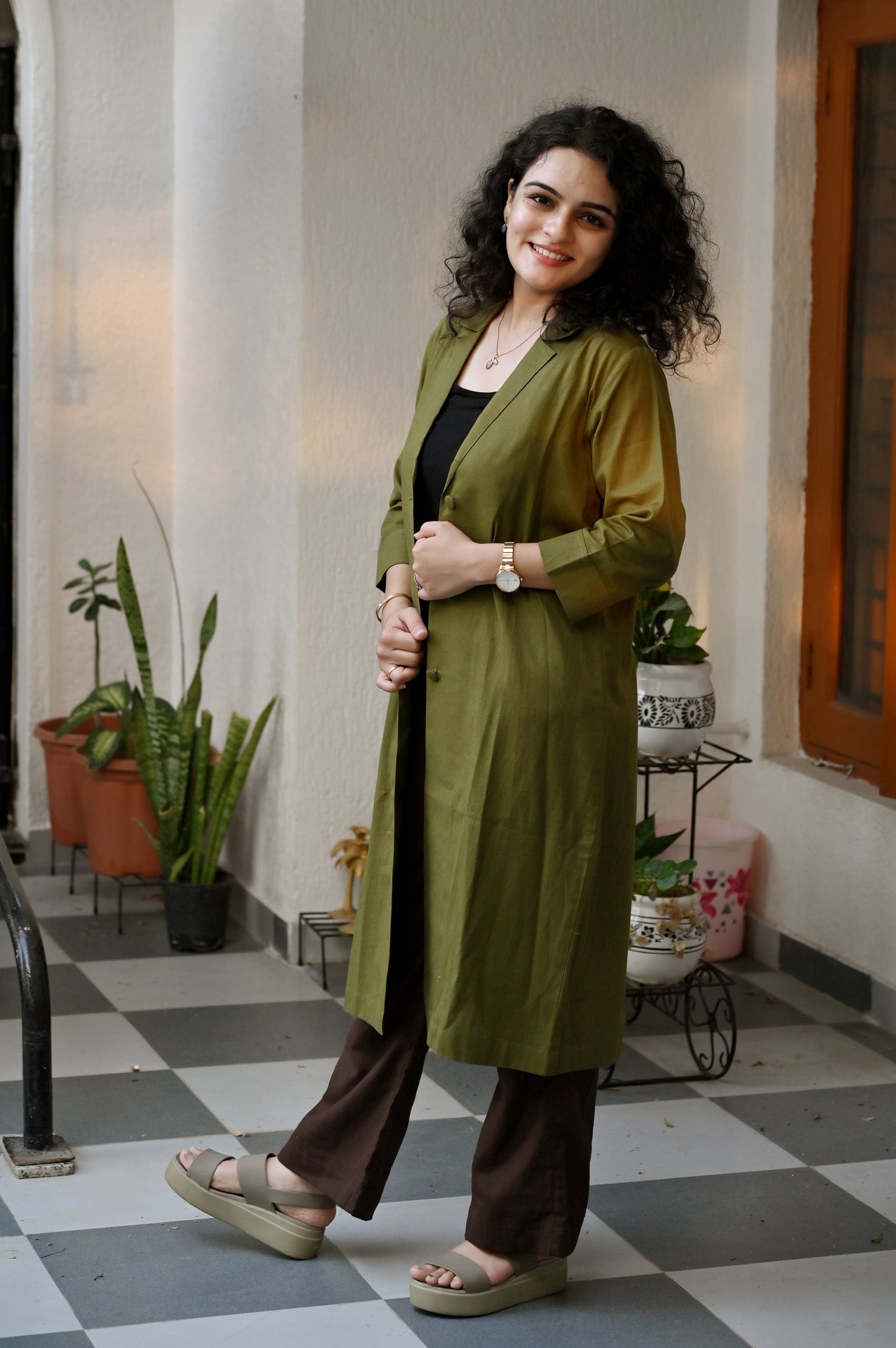 Olive Grace Longline Jacket Set