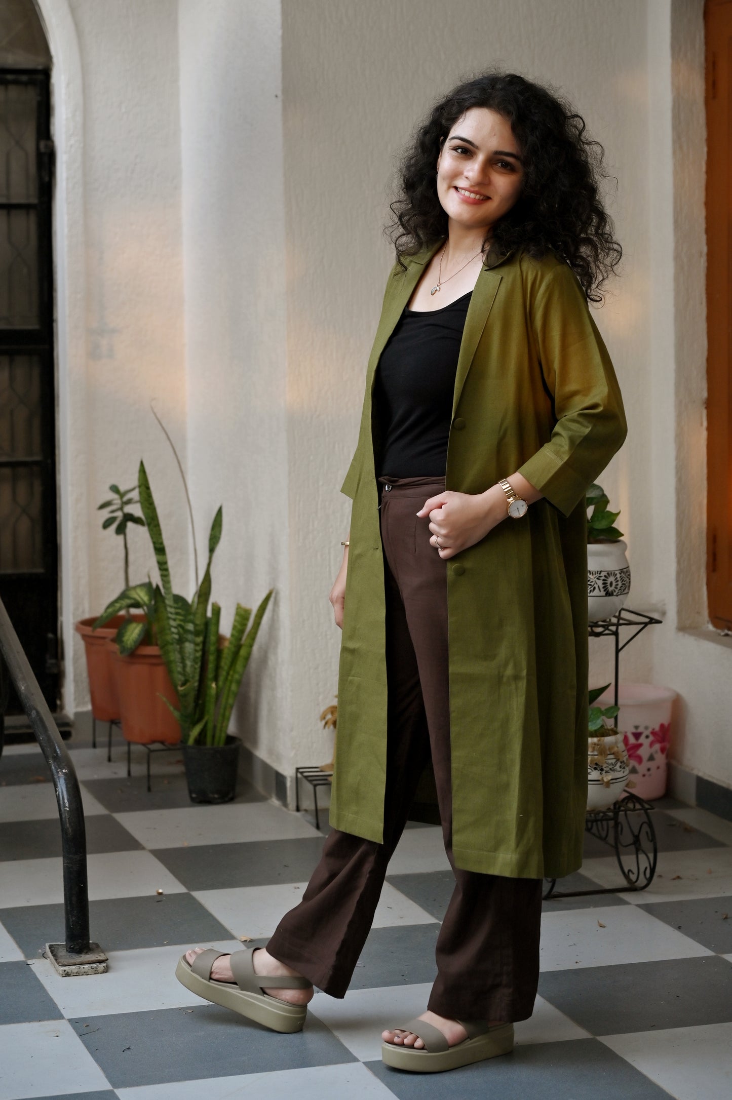Olive Grace Longline Jacket Set