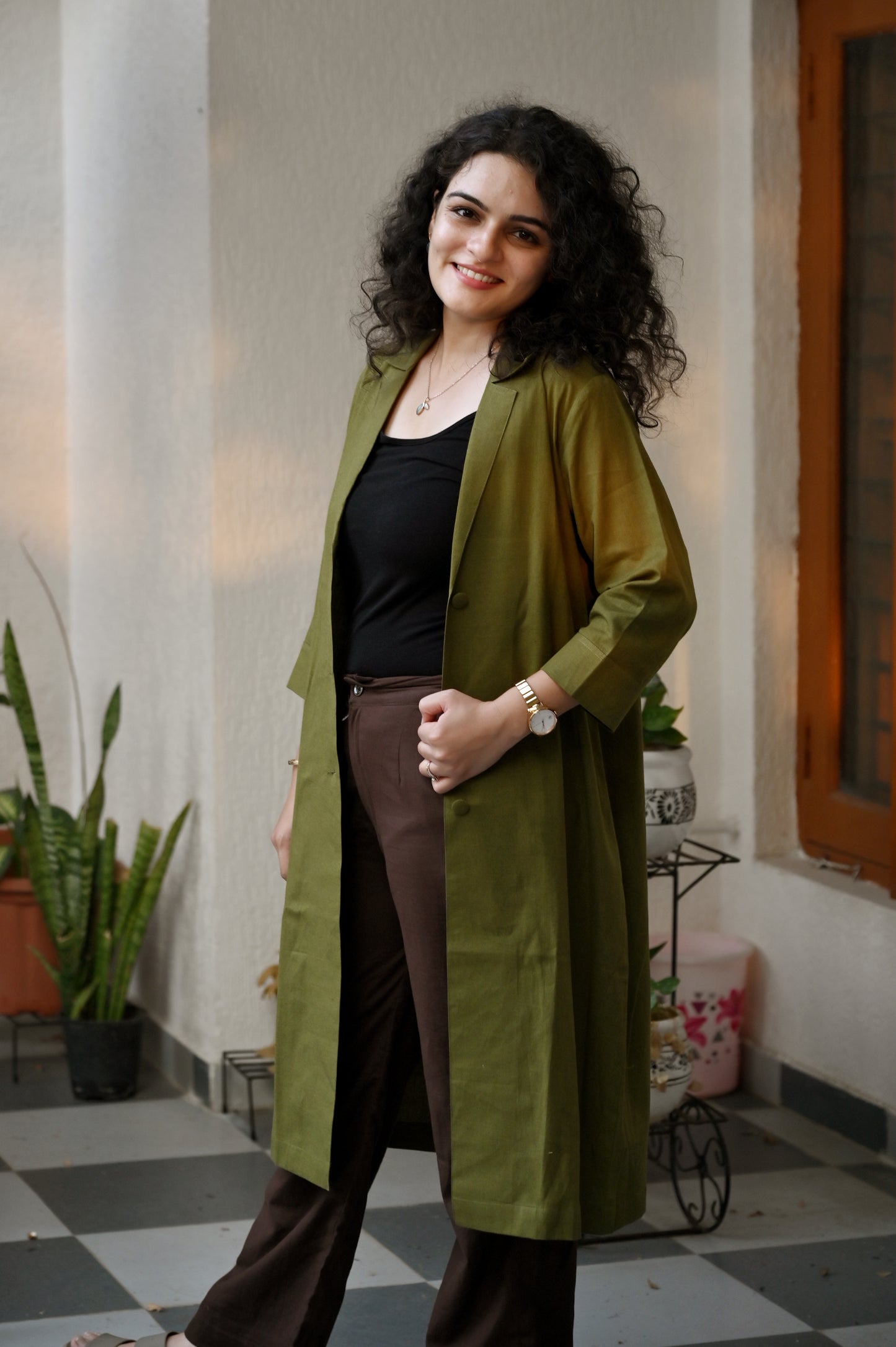 Olive Grace Longline Jacket Set