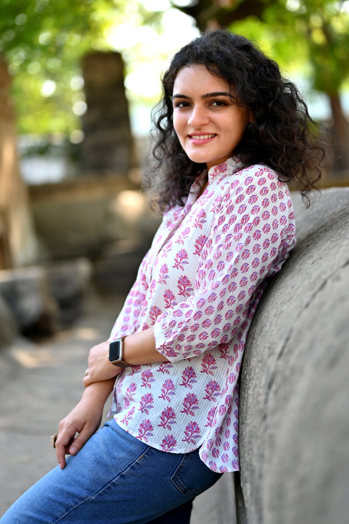 Pink Bloom Cotton Shirt