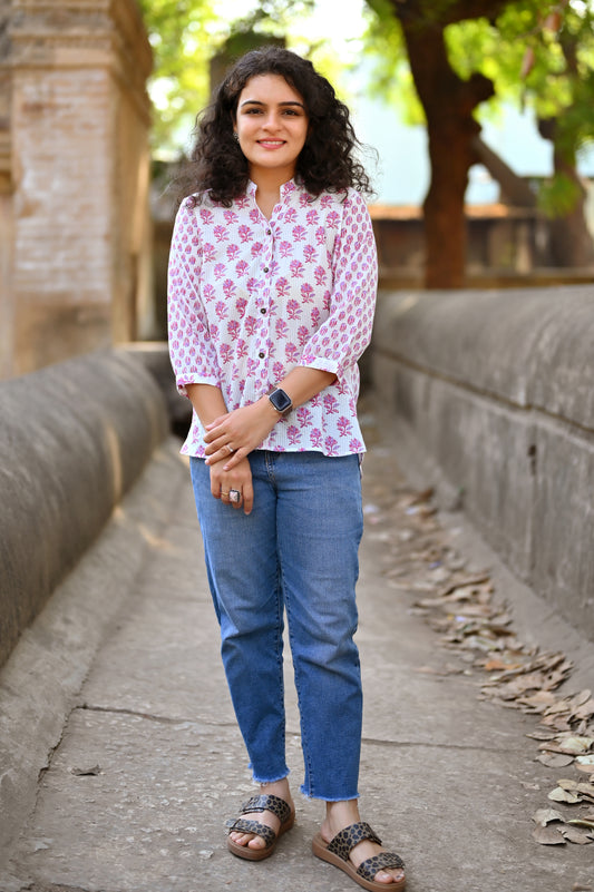 Pink Bloom Cotton Shirt