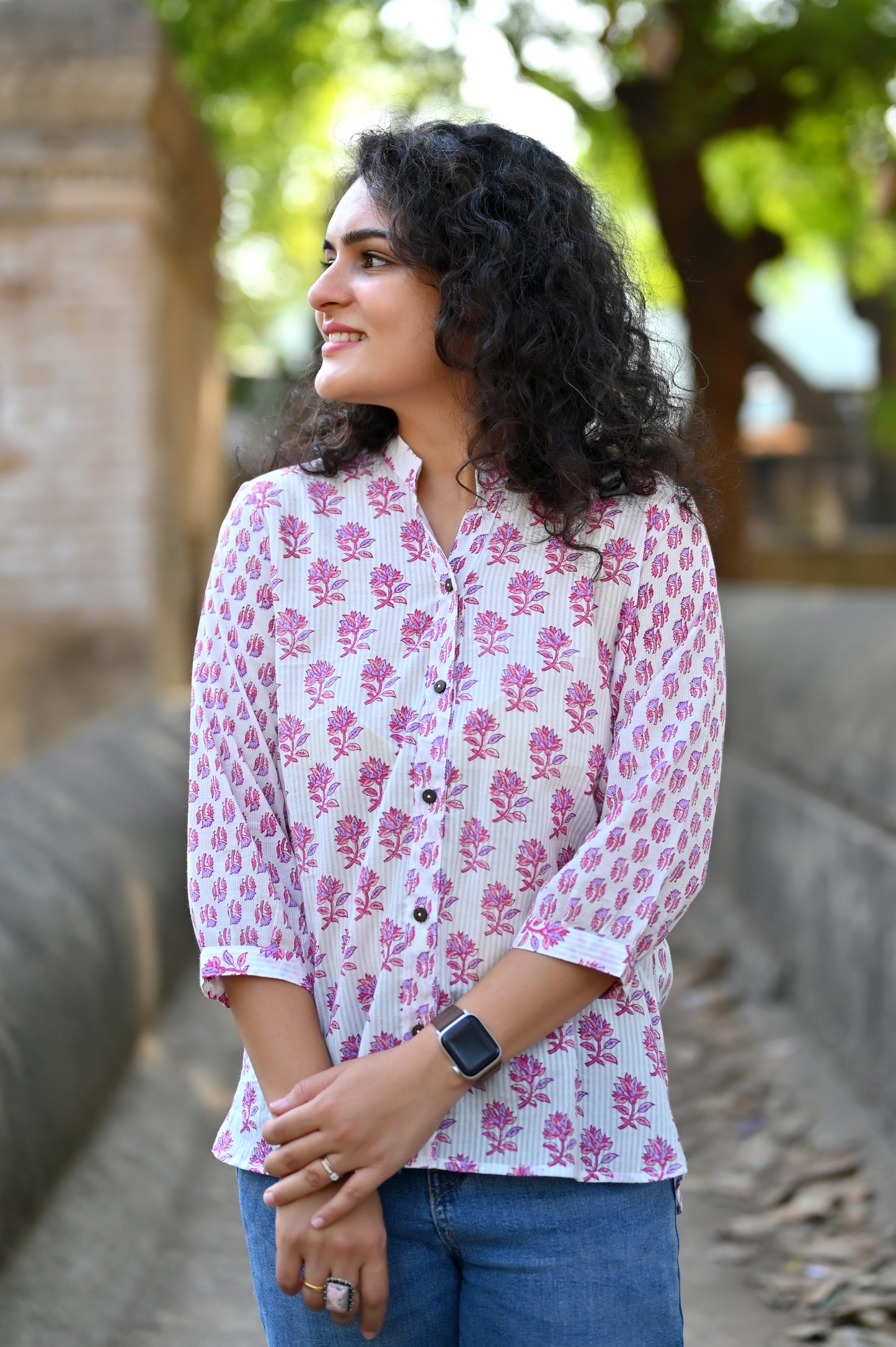 Pink Bloom Cotton Shirt