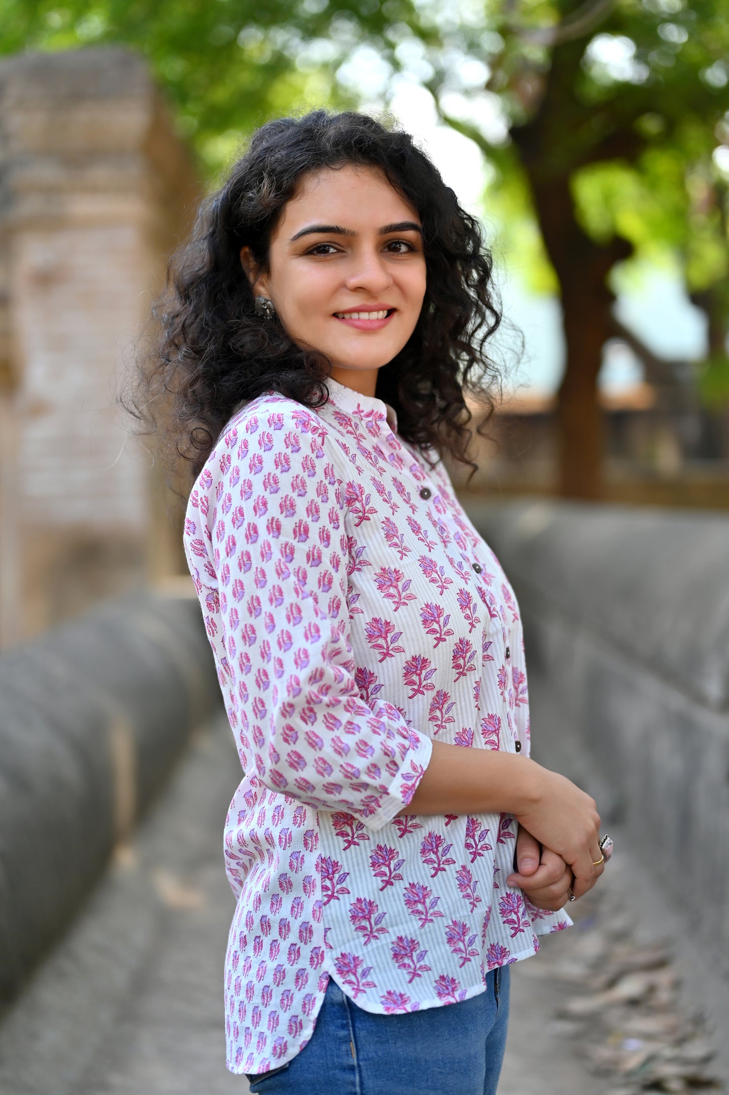 Pink Bloom Cotton Shirt
