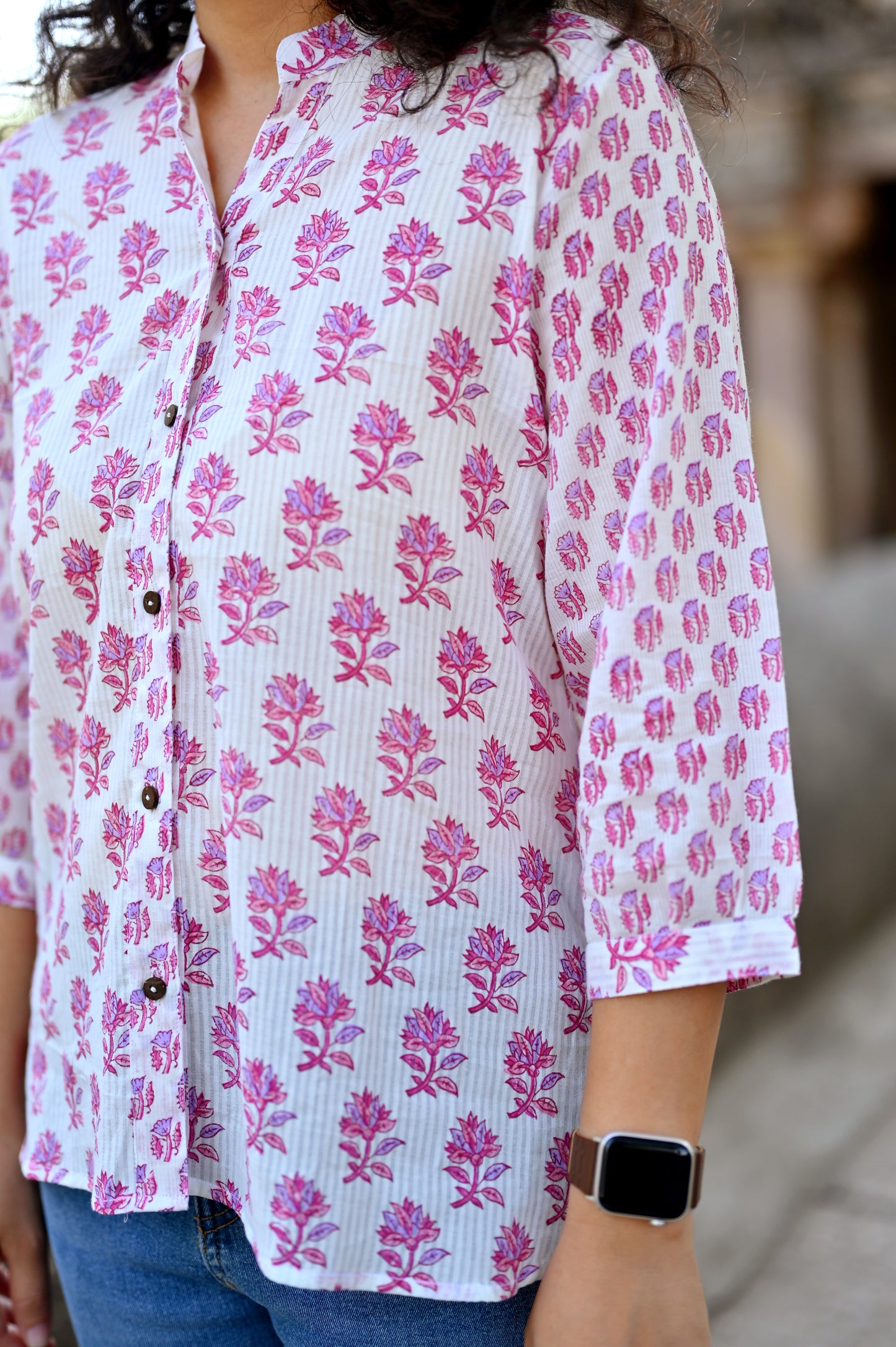 Pink Bloom Cotton Shirt