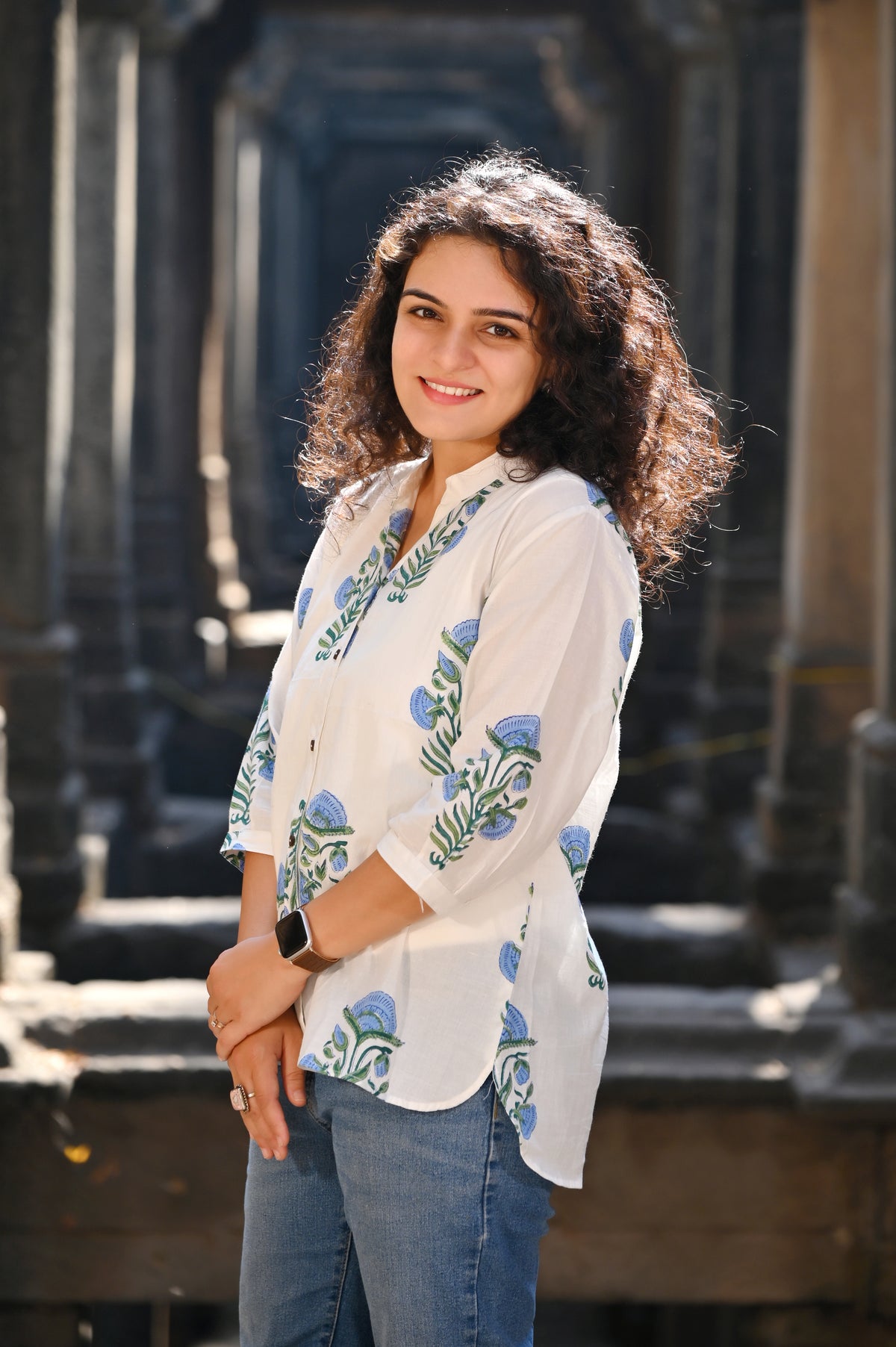 Blue Lotus Block Print Shirt