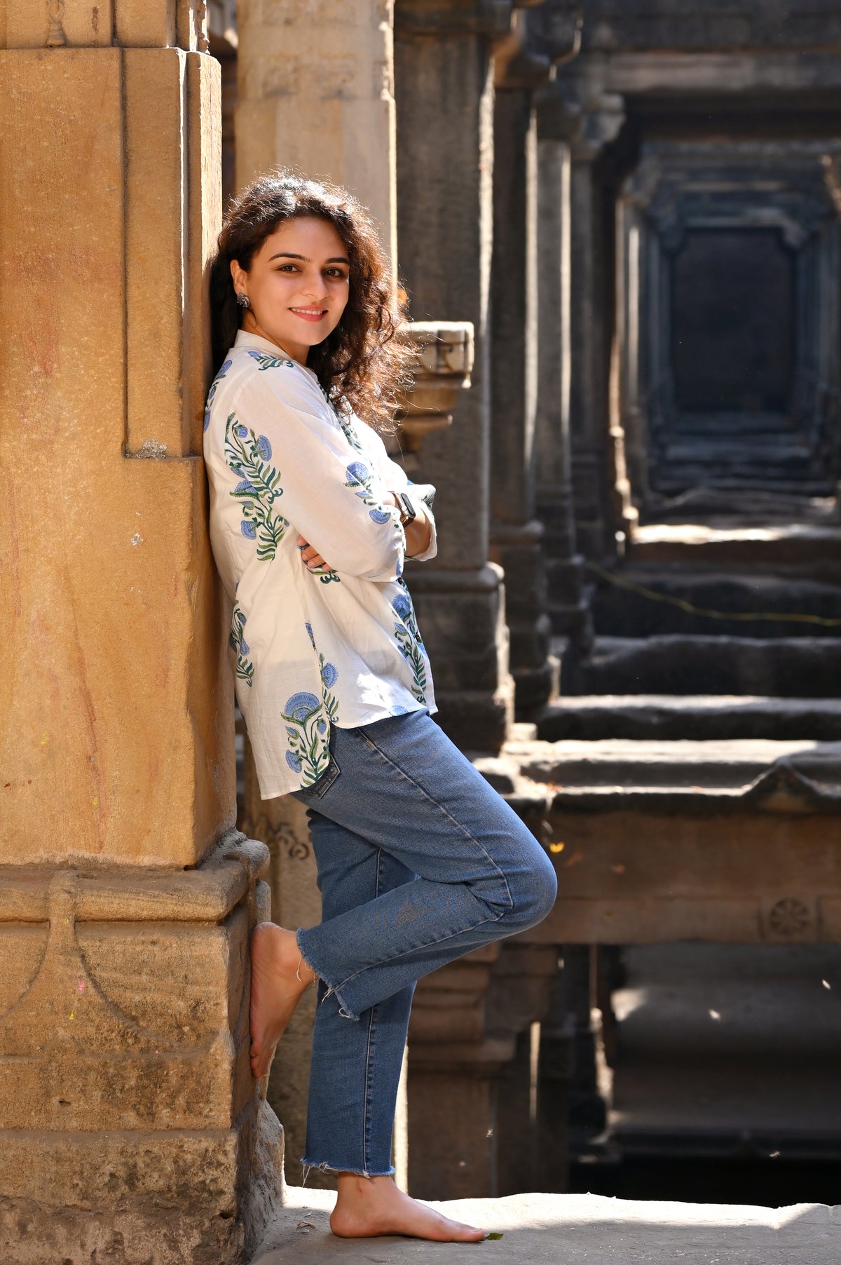 Blue Lotus Block Print Shirt