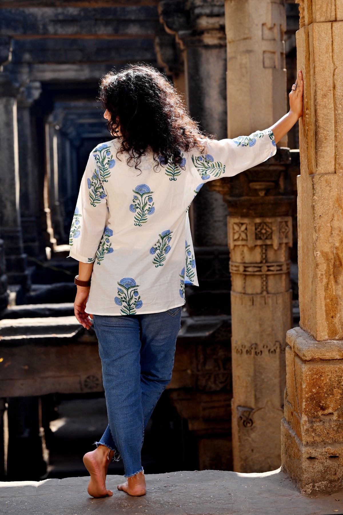 Blue Lotus Block Print Shirt