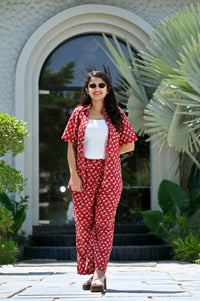 Maroon Block Print Co-ord Set