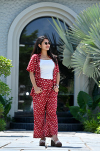 Maroon Block Print Co-ord Set