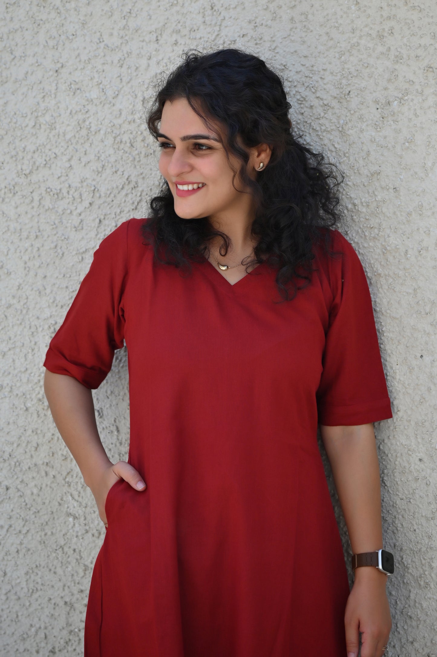 Red Cotton linen Dress