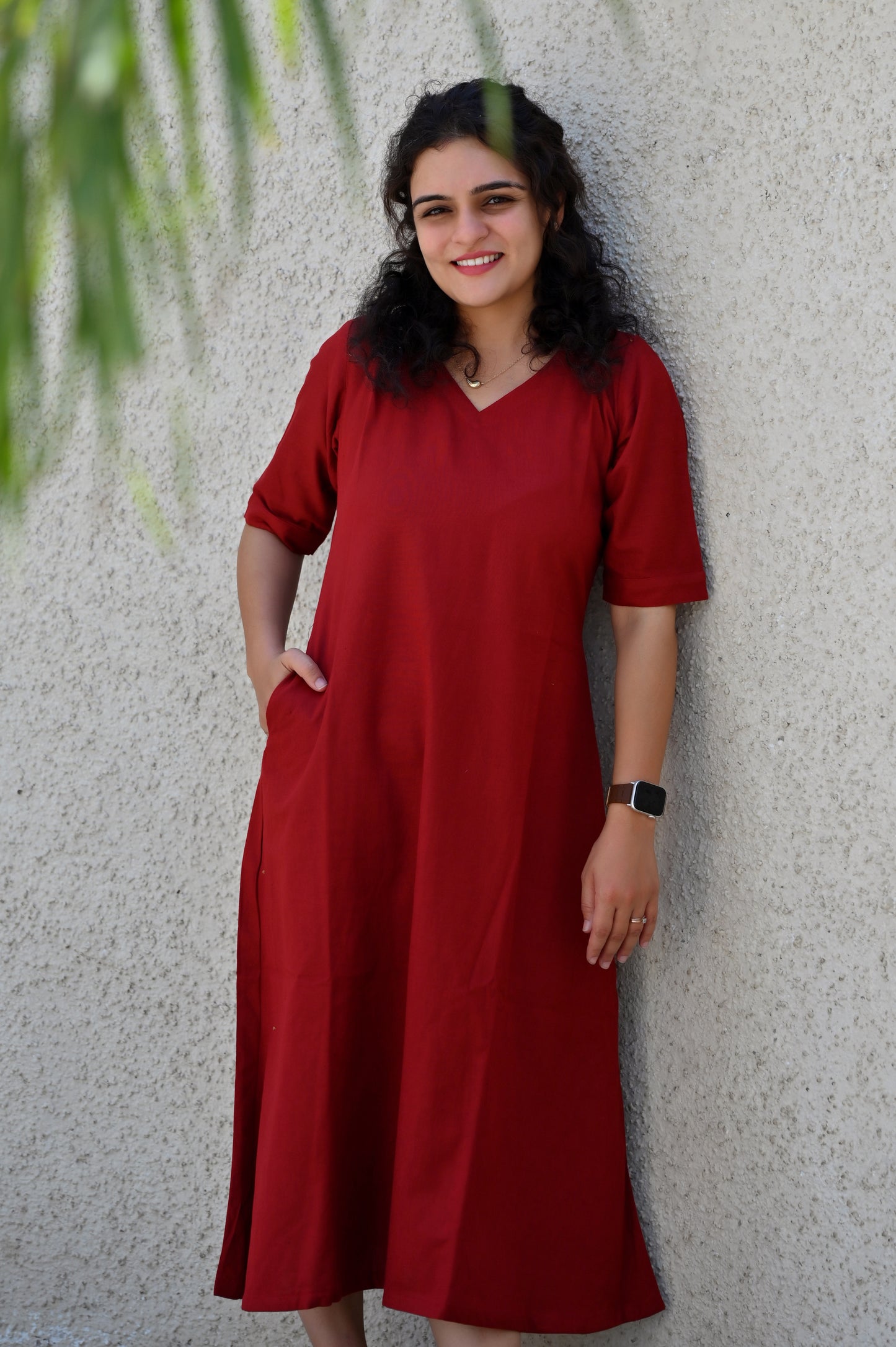 Red Cotton linen Dress