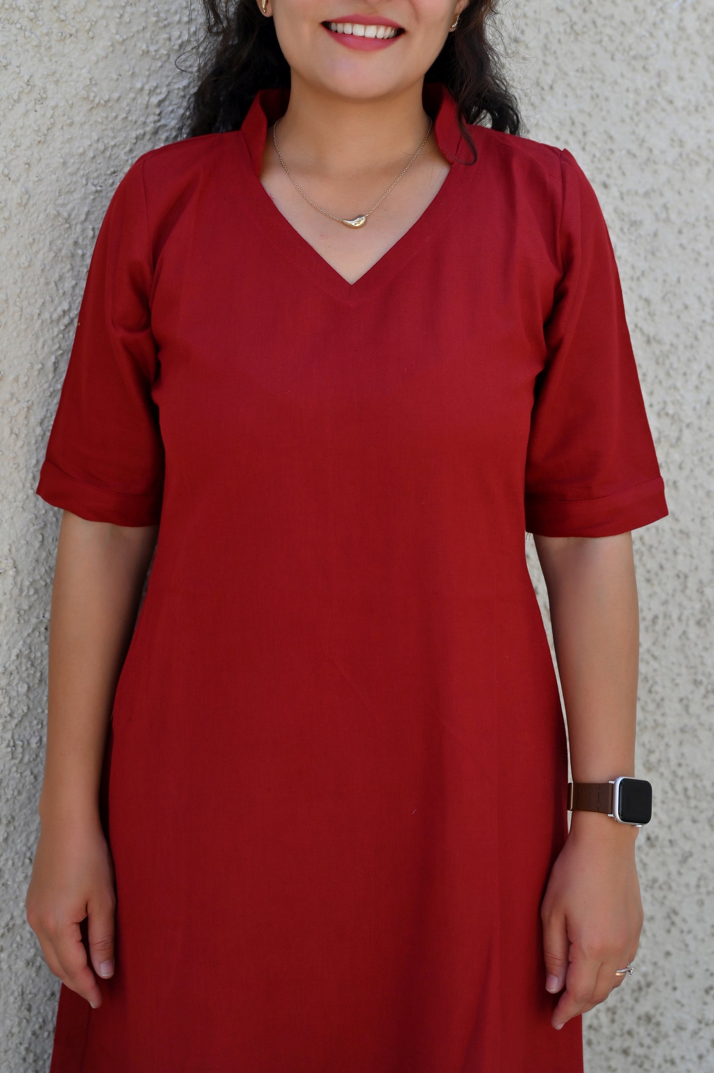 Red Cotton linen Dress