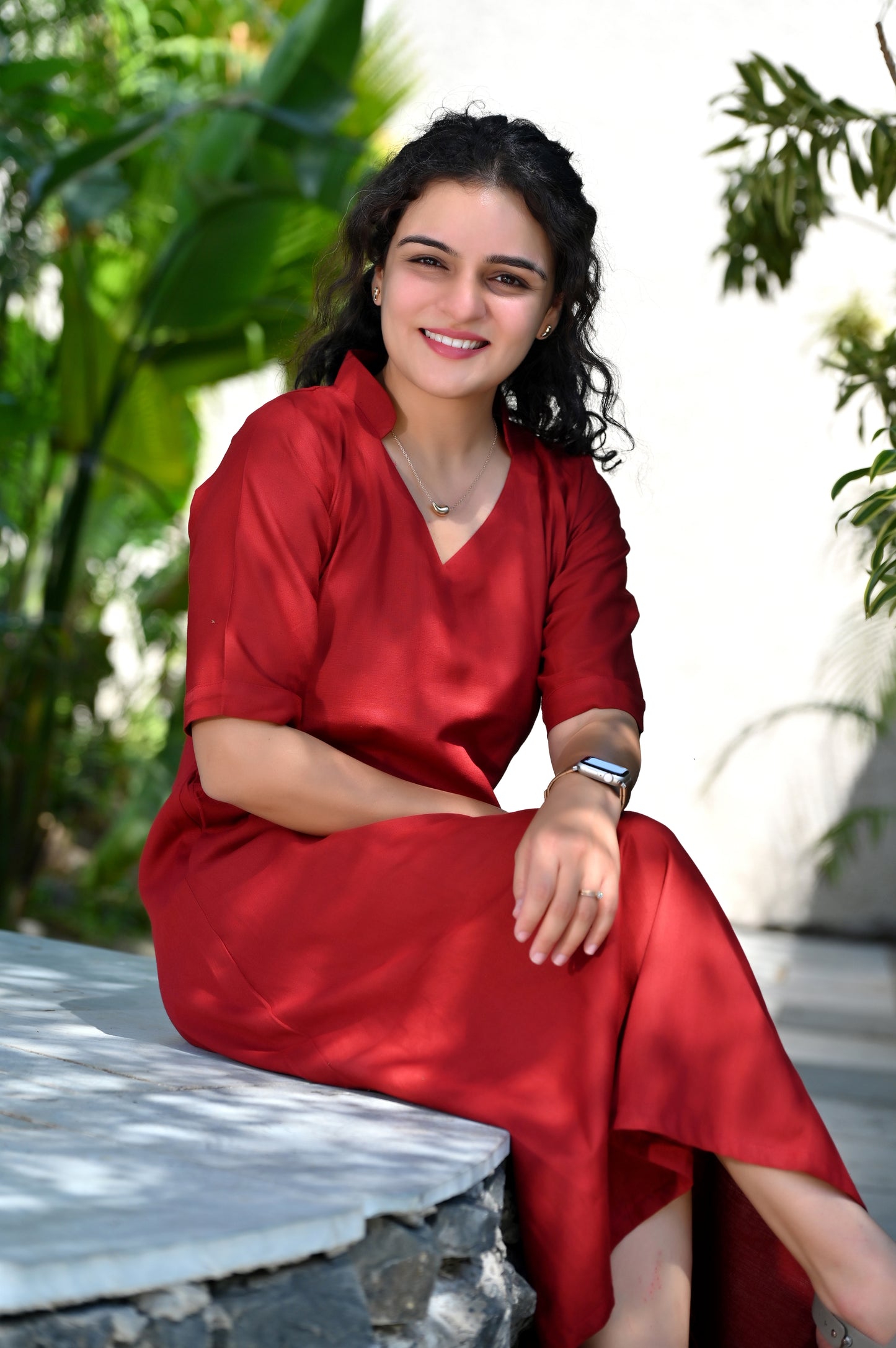 Red Cotton linen Dress