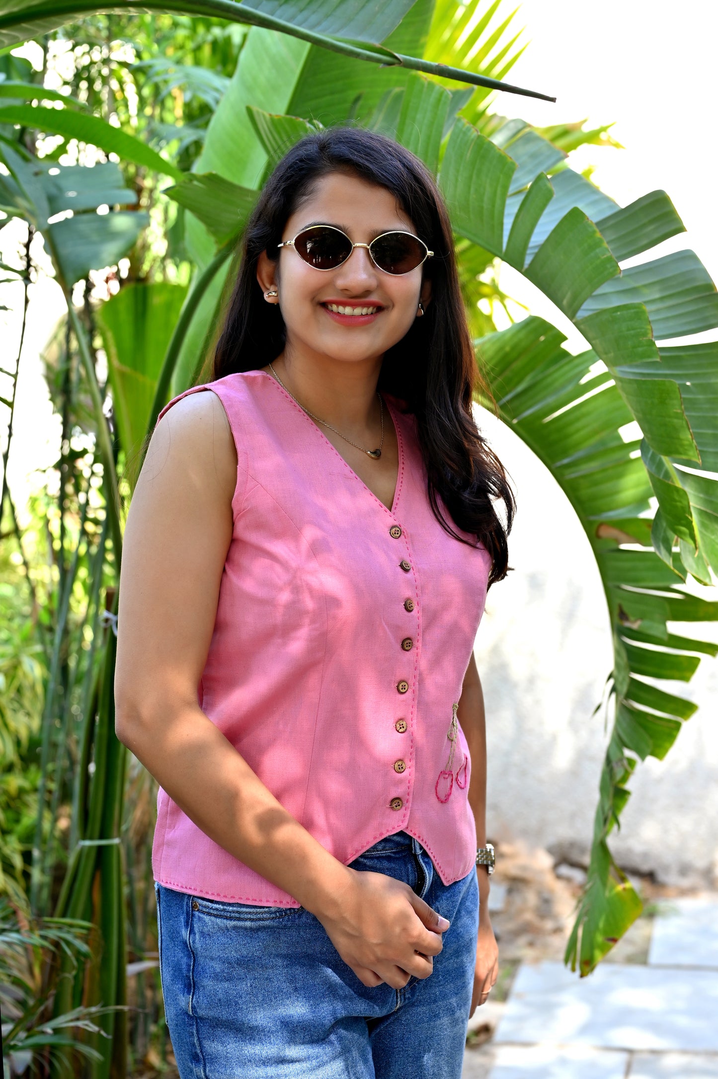 Cherry Embroidered Top