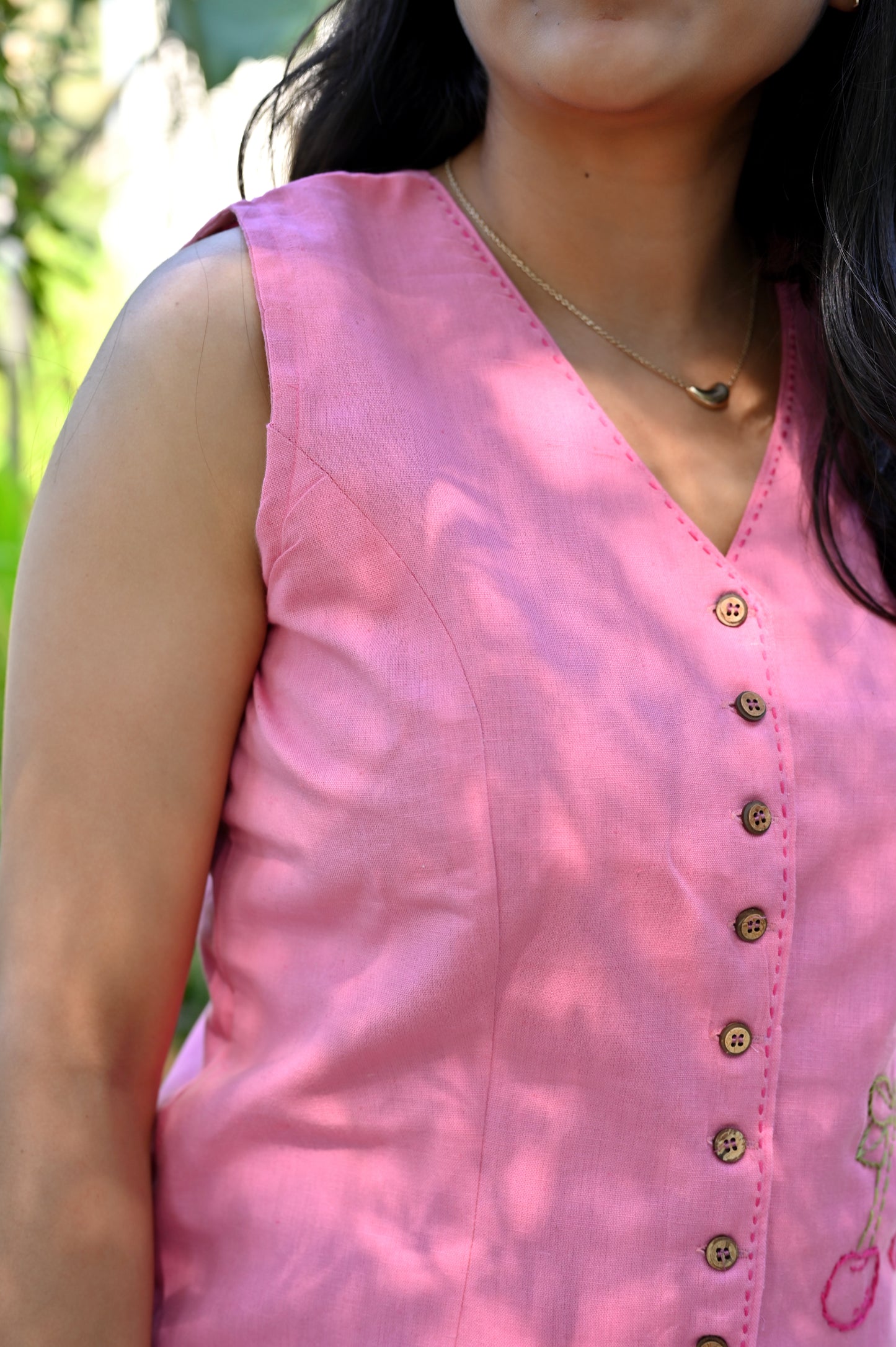 Cherry Embroidered Top