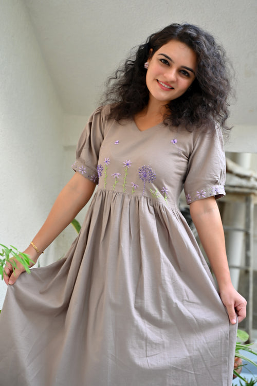 Embroidered Midi Dress