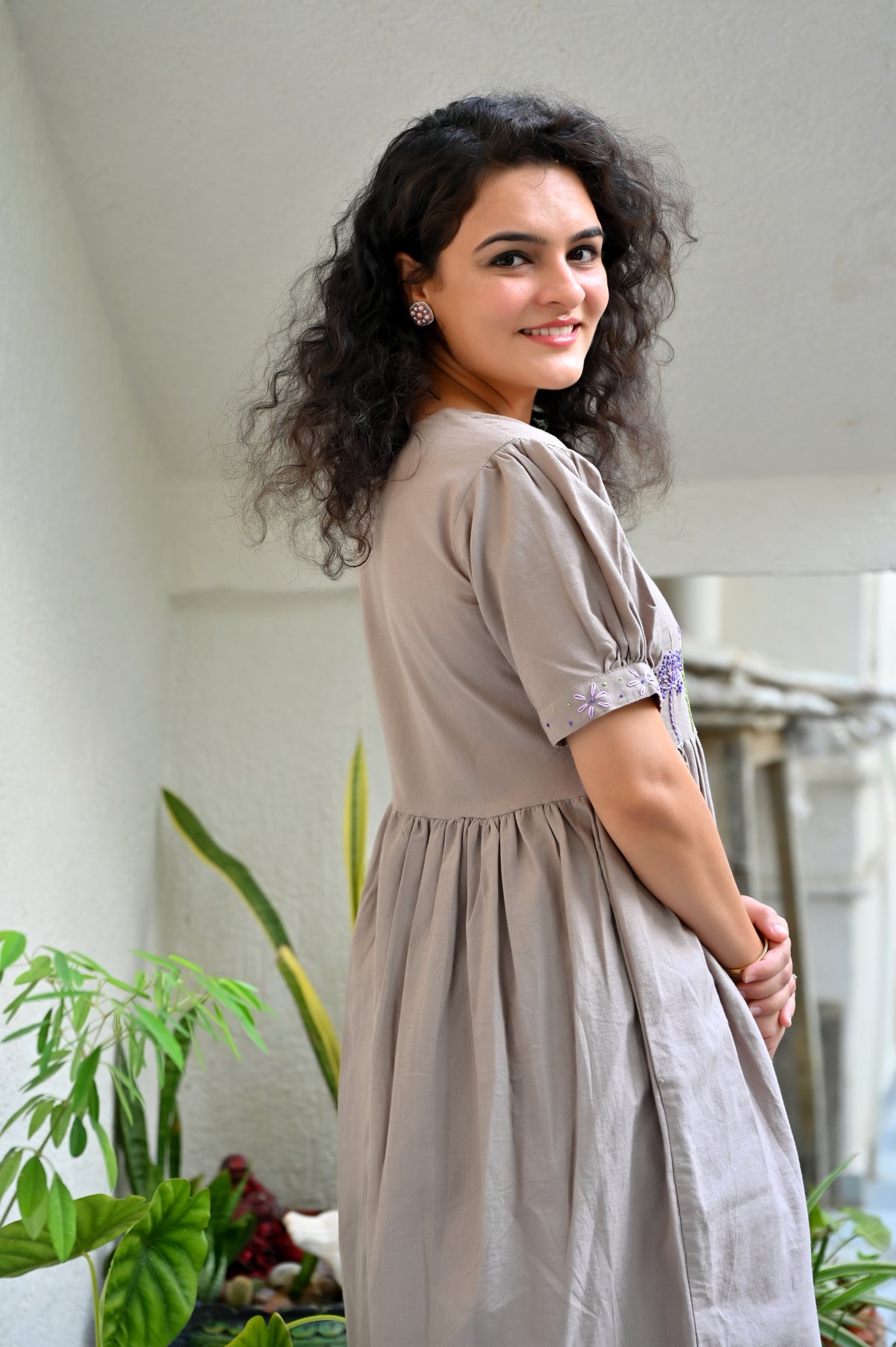 Embroidered Midi Dress