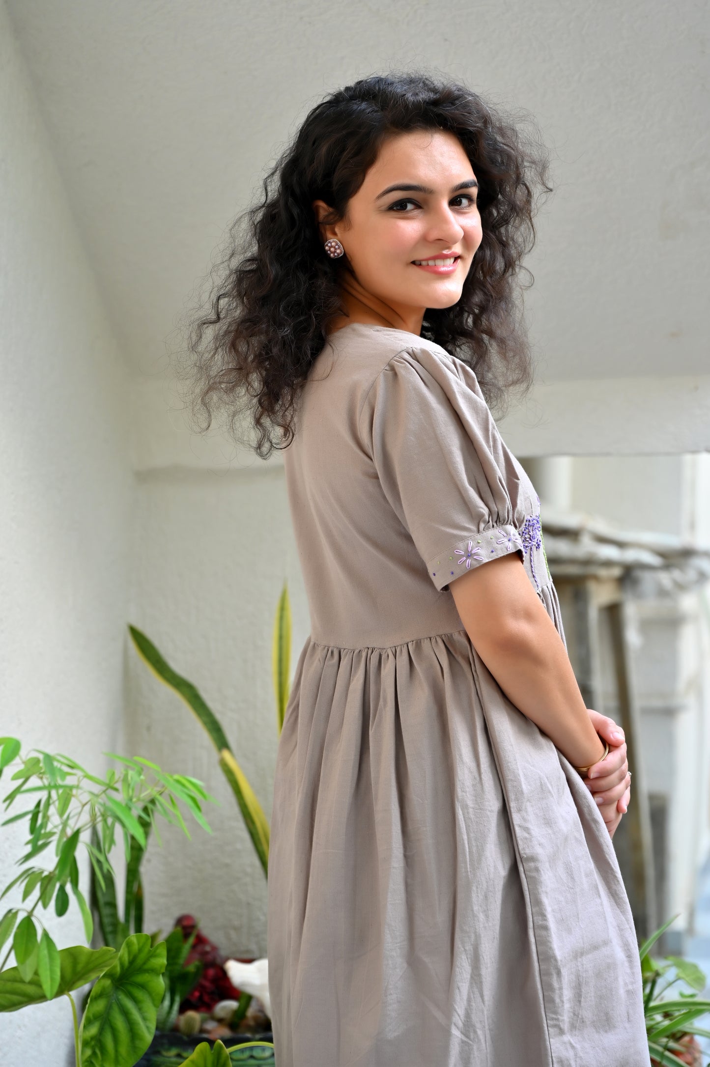 Embroidered Midi Dress