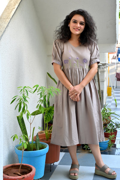 Embroidered Midi Dress