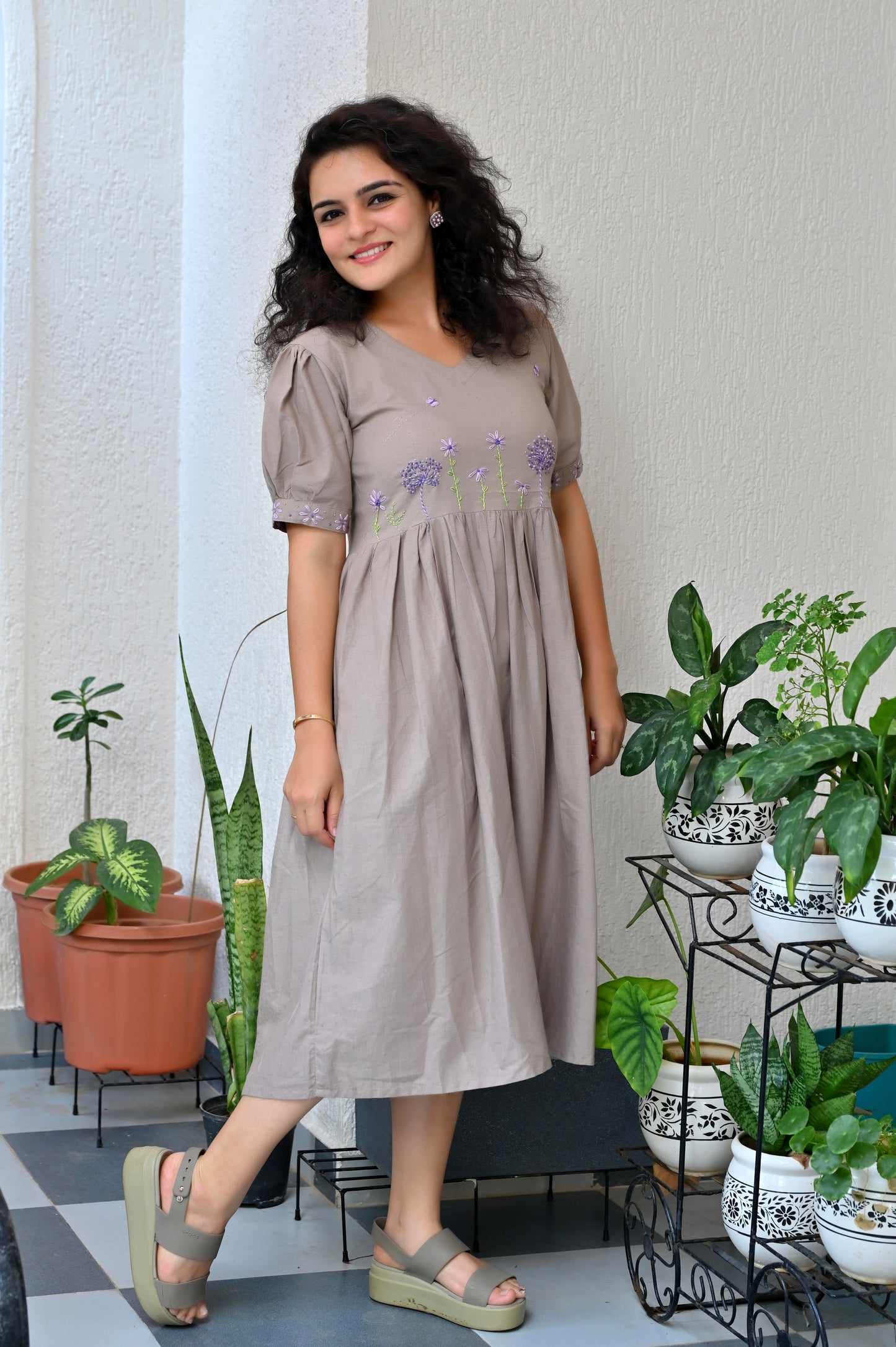 Embroidered Midi Dress
