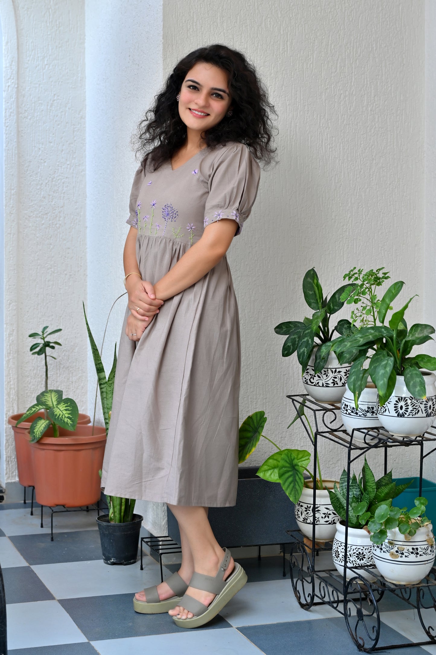 Embroidered Midi Dress