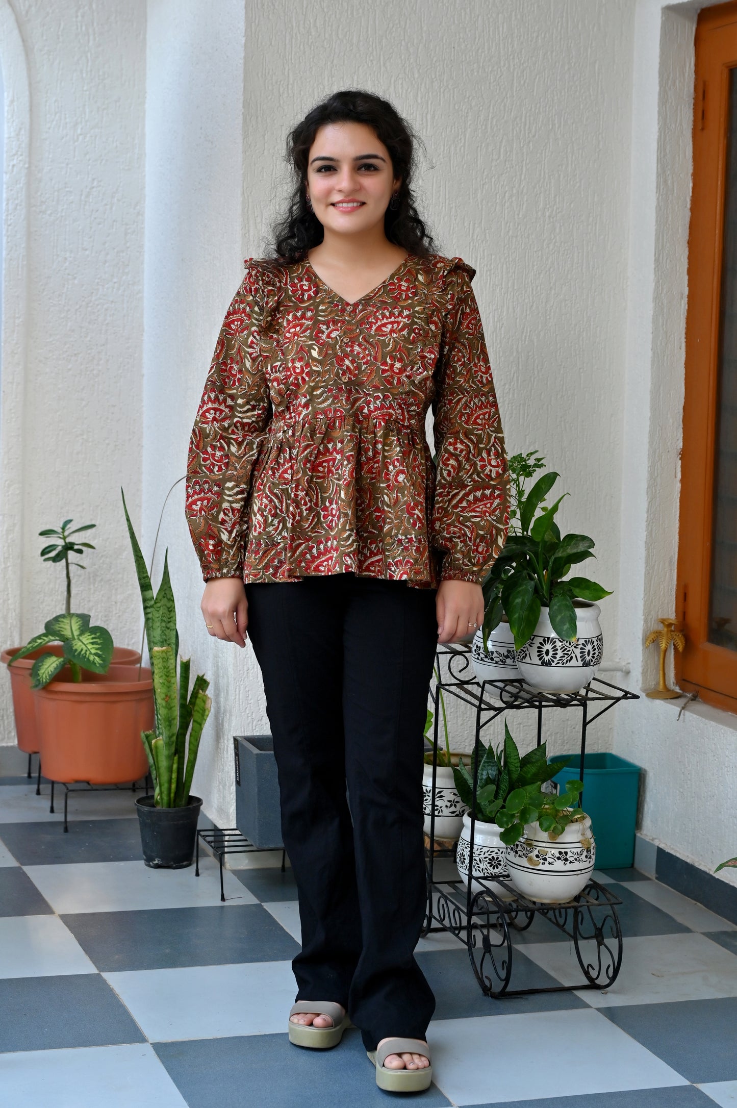 Rust Floral Top