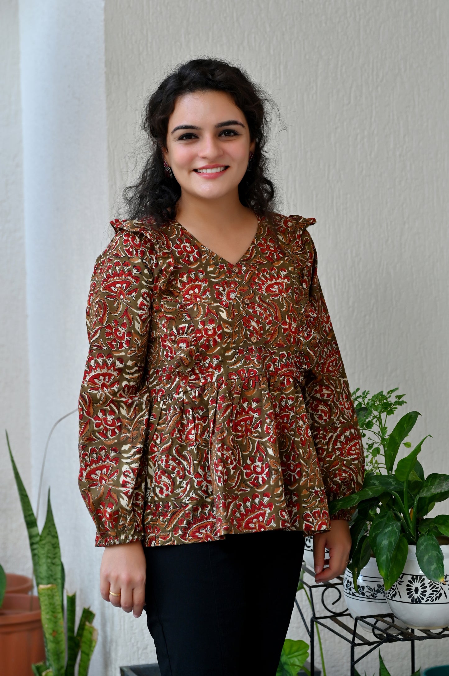 Rust Floral Top