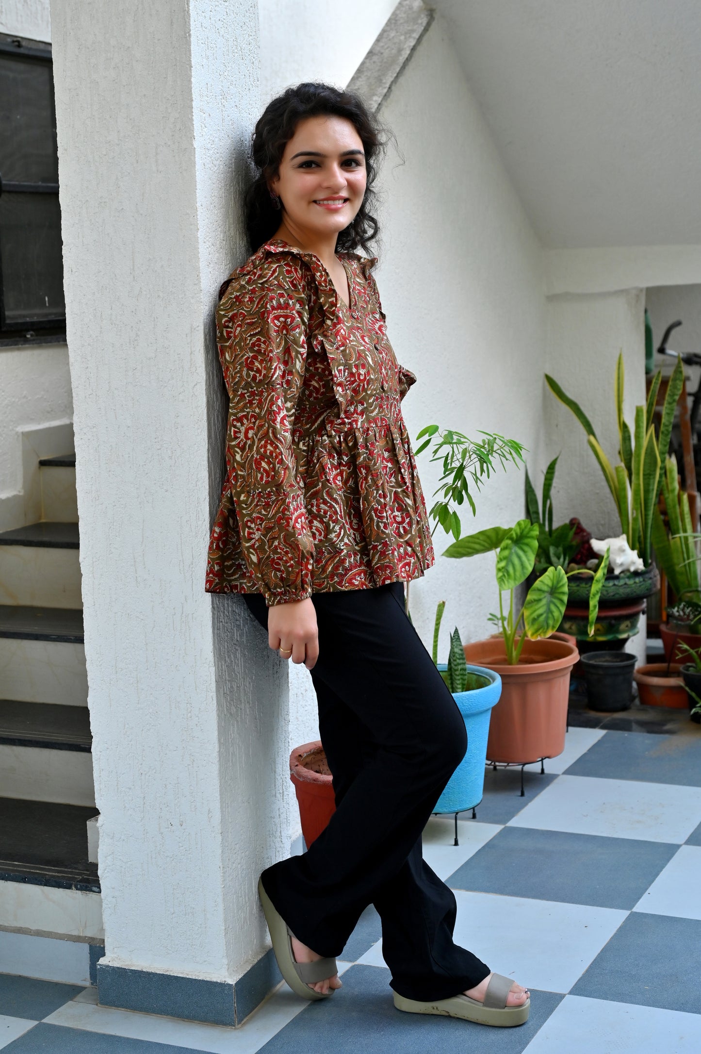 Rust Floral Top