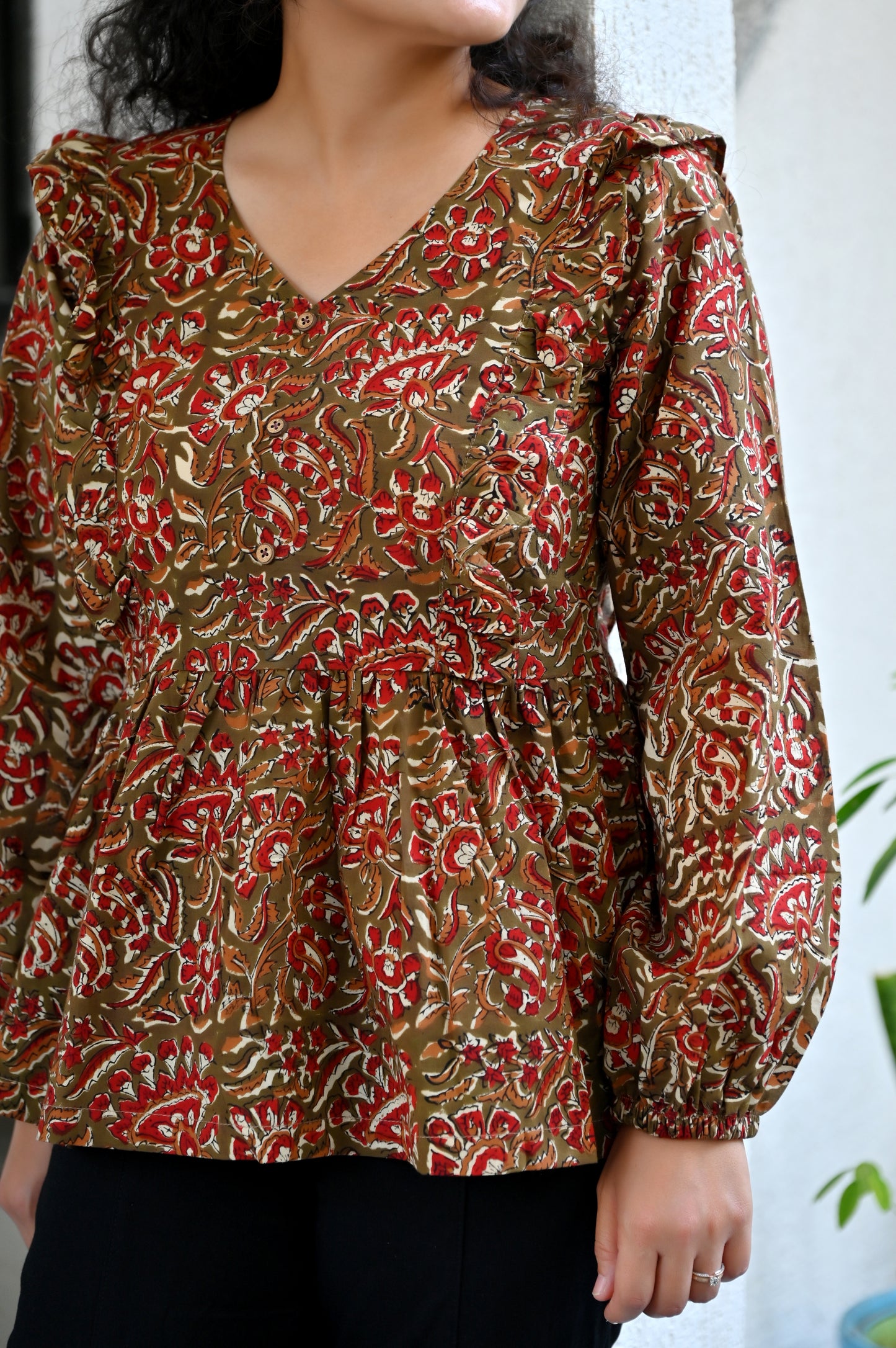 Rust Floral Top