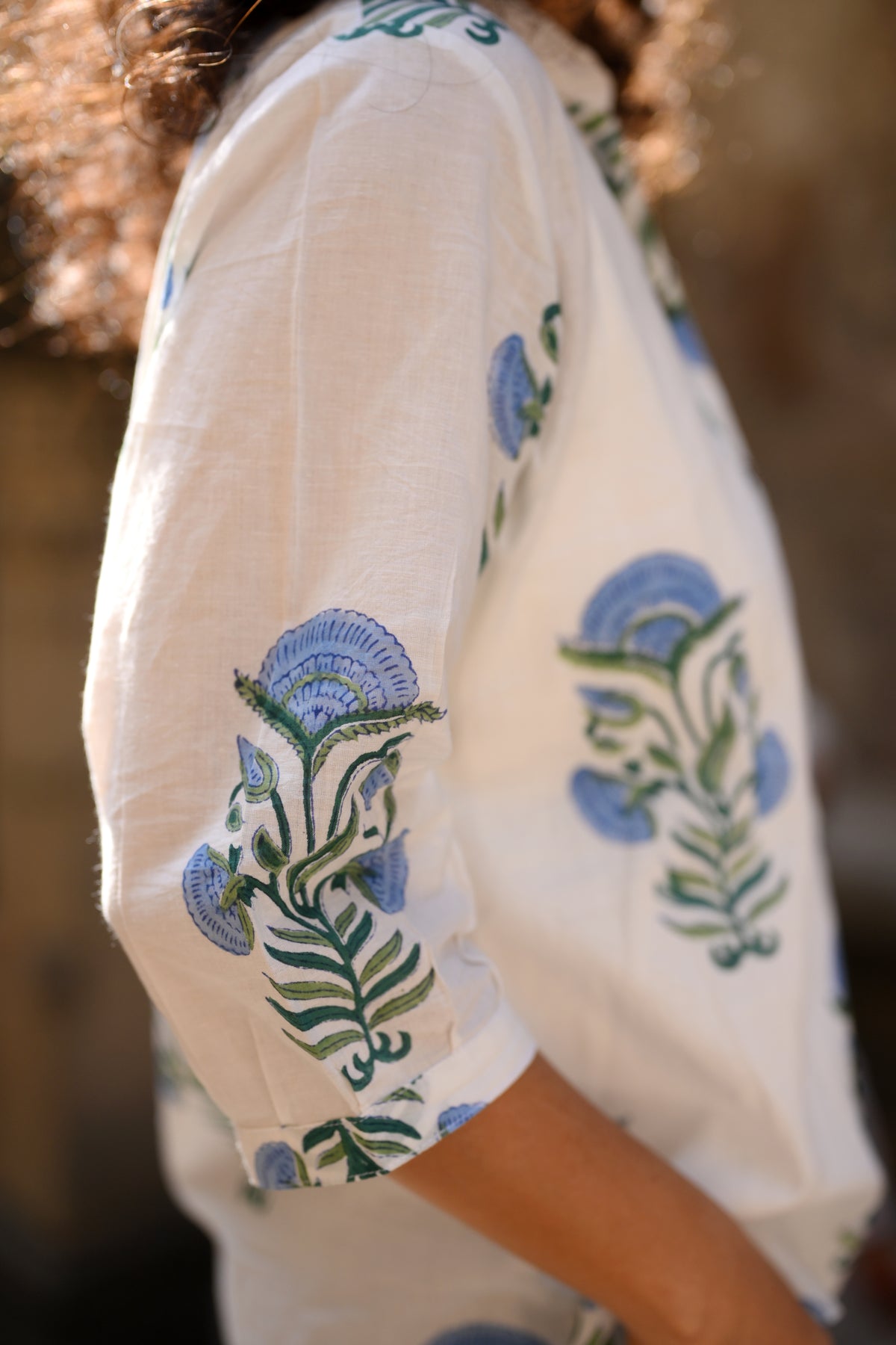 Blue Lotus Block Print Shirt
