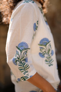 Blue Lotus Block Print Shirt