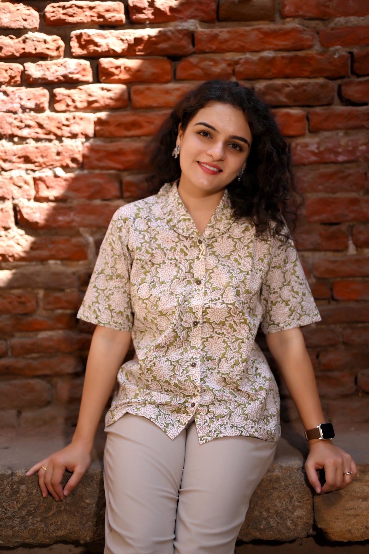 Olive Floral Shirt