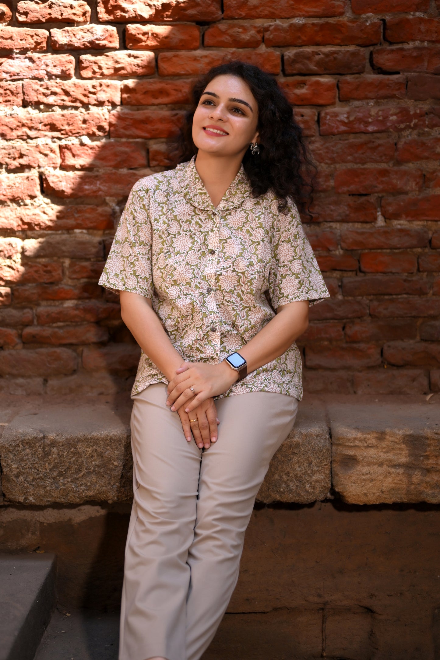 Olive Floral Shirt