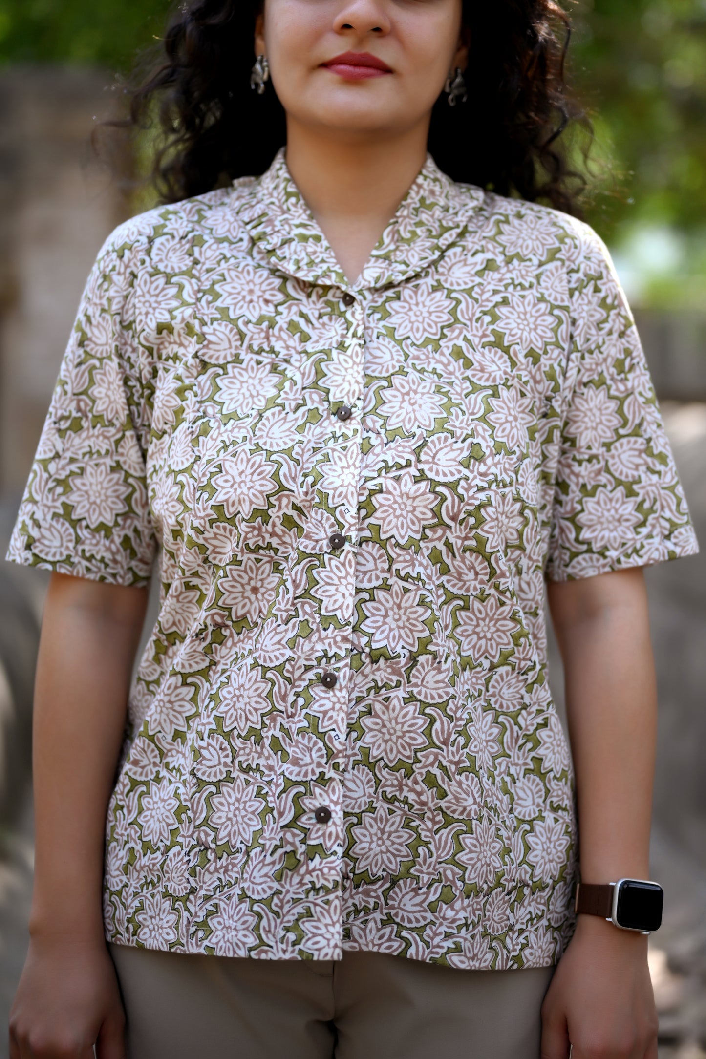 Olive Floral Shirt