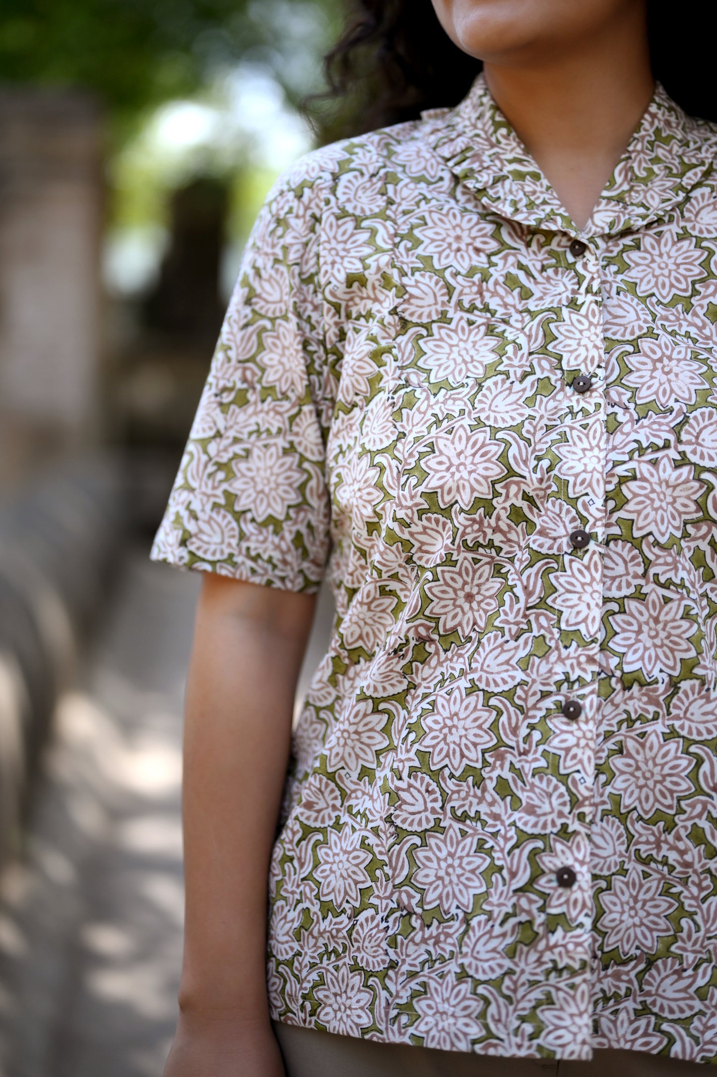 Olive Floral Shirt
