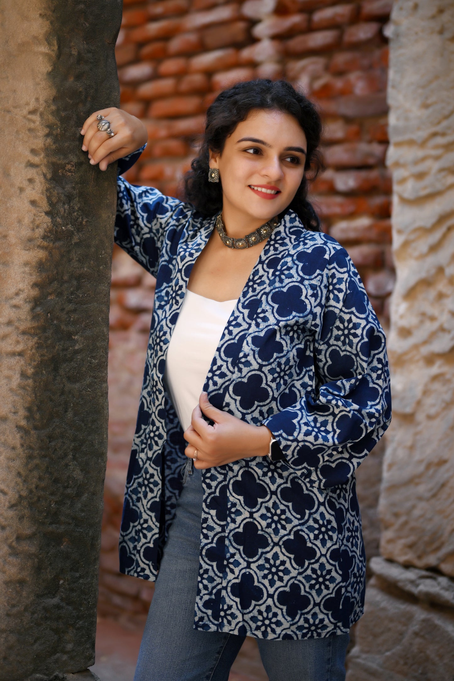 Indigo Mosaic Shrug