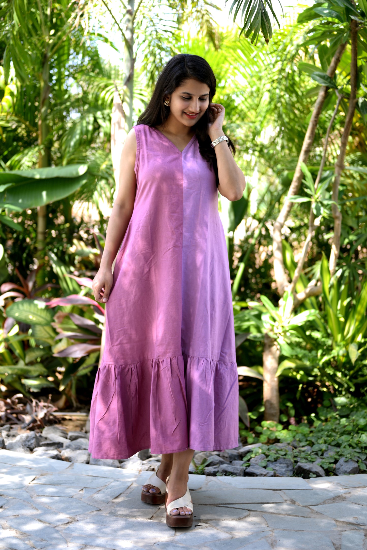 Lavender Cotton Linen Dress