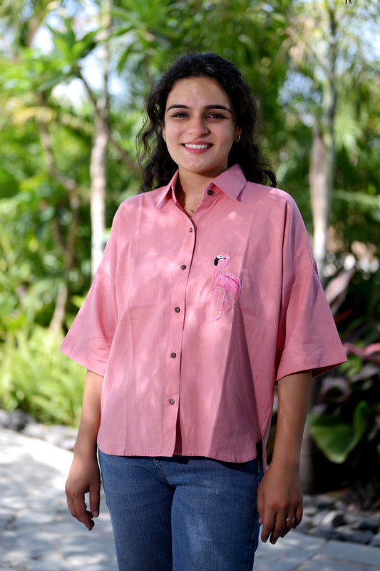 Flamingo Embroidered Shirt