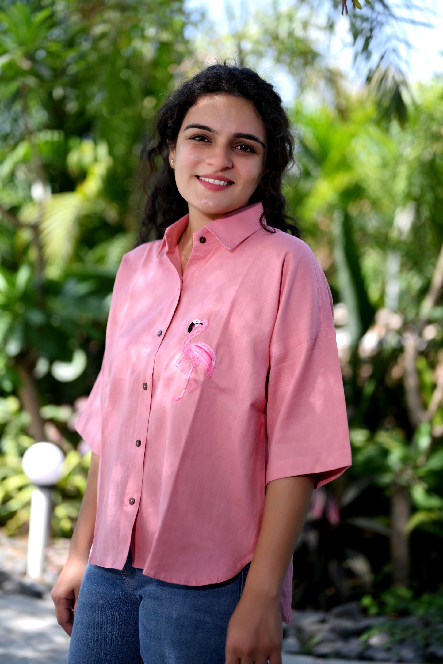 Flamingo Embroidered Shirt